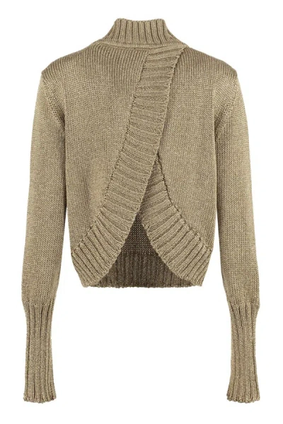 Shop Hugo Boss Boss Lurex Knit Sweater In Gold