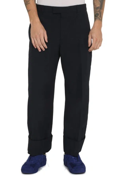 Shop Bottega Veneta Cotton Trousers In Blue