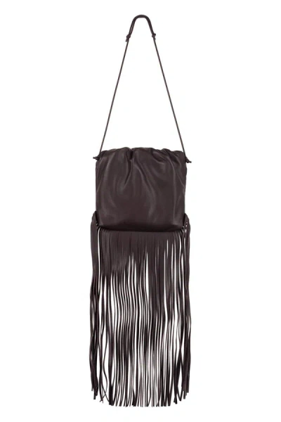 Shop Bottega Veneta Fringed Leather Shoulder Bag In Brown