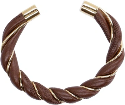 Shop Bottega Veneta Leather Bracelet In Brown