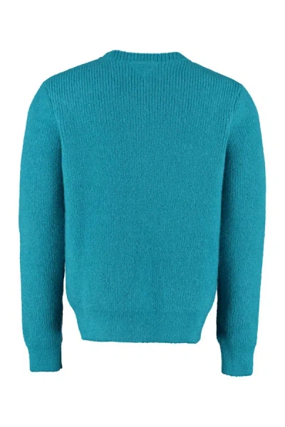 Shop Bottega Veneta Long Sleeve Crew-neck Sweater In Blue