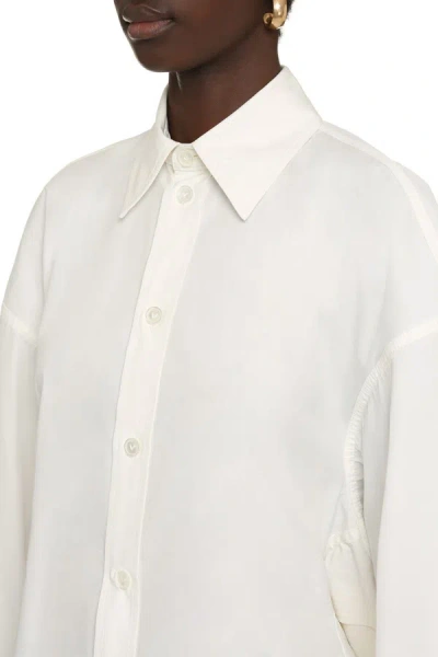 Shop Bottega Veneta Long Sleeve Cotton Shirt In Ivory
