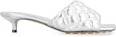 Shop Bottega Veneta Padded Leather Sandals In Silver