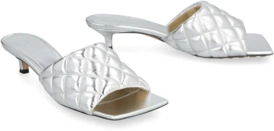 Shop Bottega Veneta Padded Leather Sandals In Silver