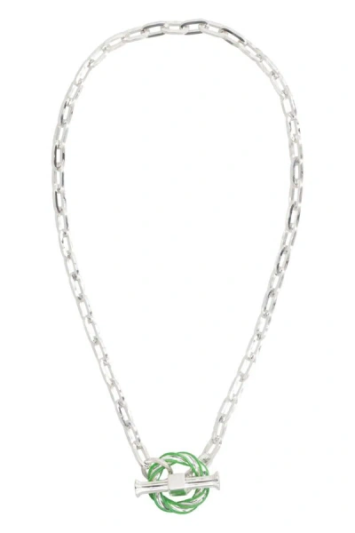 Shop Bottega Veneta Pillar Silver Necklace
