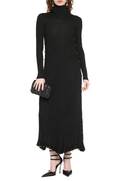 Shop Bottega Veneta Pleated Dress In Black