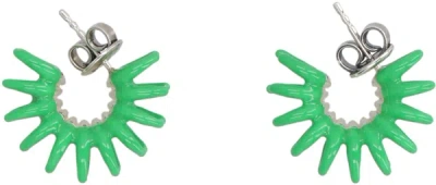 Shop Bottega Veneta Spine Hoop Earrings In Green