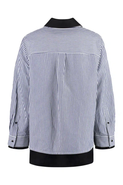 Shop Bottega Veneta Striped Linen-cotton Blend Shirt In Blue