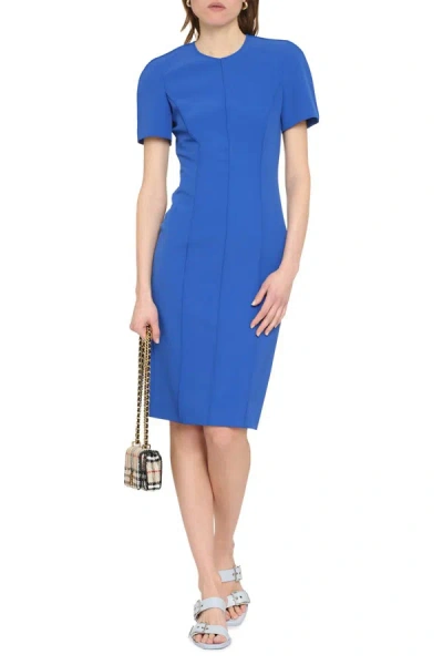 Shop Boutique Moschino Midi Dress With Flared Hem In Blue