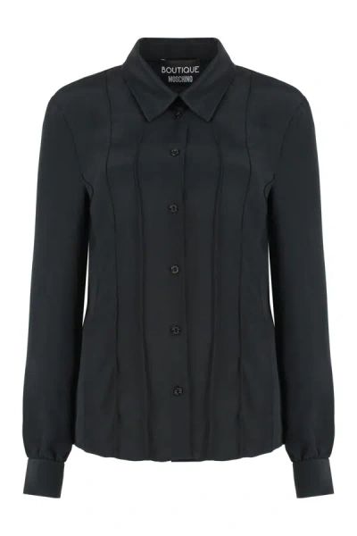 Shop Boutique Moschino Silk Shirt In Black