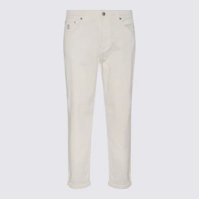 Shop Brunello Cucinelli White Denim Stretch Jeans