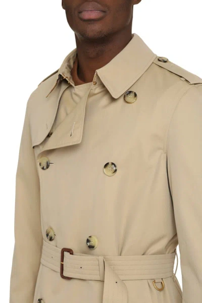 Shop Burberry Cotton Trench Coat In Beige
