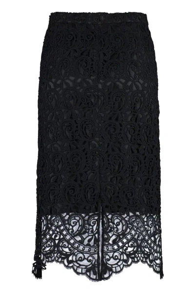 Shop Burberry Lace Skirt In Blue