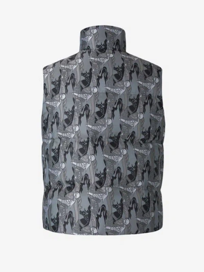 Shop Burberry Printed Quilted Vest In Pearl Grey And Black