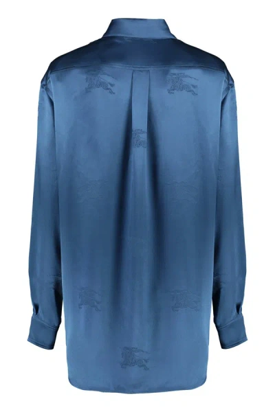Shop Burberry Silk Shirt In Blue