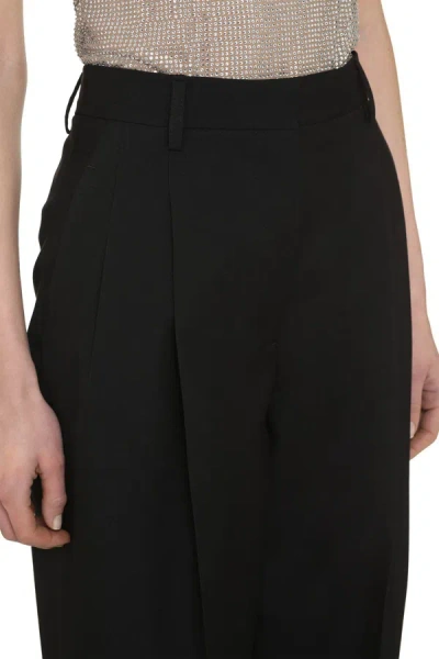 Shop Burberry Wool Trousers In Black