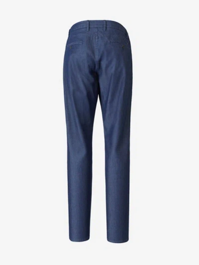 Shop Canali Cotton Denim Pants In Denim Blue