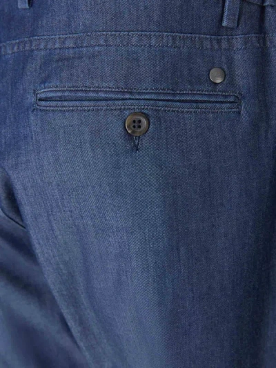 Shop Canali Cotton Denim Pants In Denim Blue