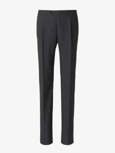 Shop Canali Formal Wool Trousers In Gris Fosc