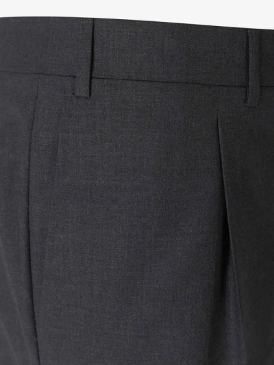 Shop Canali Formal Wool Trousers In Gris Fosc