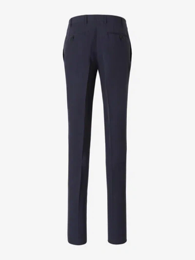 Shop Canali Linen And Silk Trousers In Blau Nit