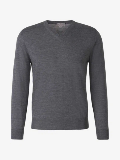 Shop Canali Merino Wool Sweater In Grey