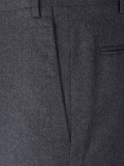 Shop Canali Wool Flannel Trousers In Gris Fosc