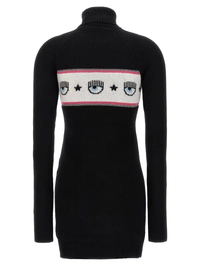 Shop Chiara Ferragni 'logomania' Dress In Black