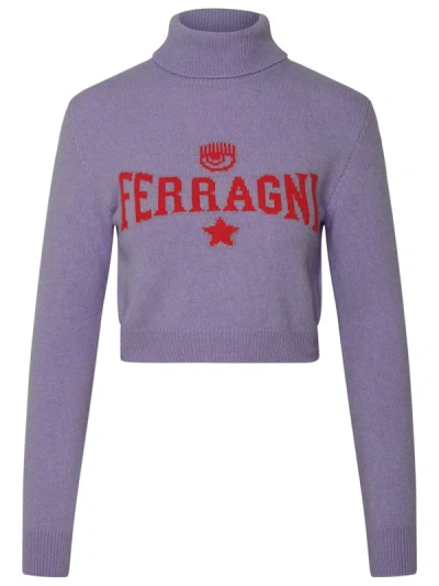 Shop Chiara Ferragni Lilac Cashmere Blend Sweater In Lilla