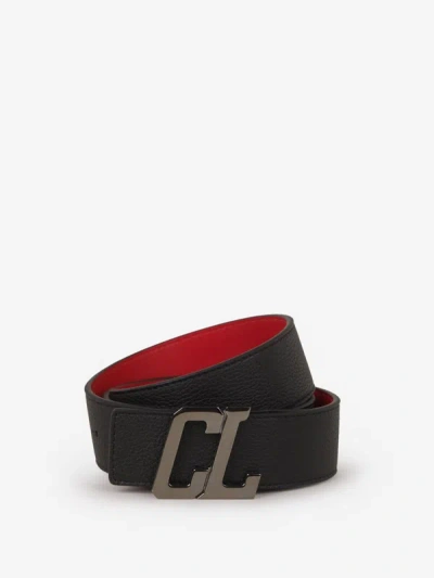Shop Christian Louboutin Grainy Leather Belt In Negre