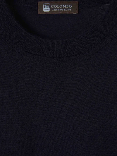 Colombo Crew-neck Fine-knit T-shirt In Blau Nit