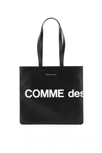 Shop Comme Des Garçons Comme Des Garcons Wallet Leather Tote Bag With Logo In Black