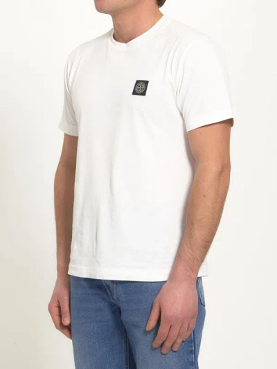 Shop Stone Island Cotton T-shirt In White