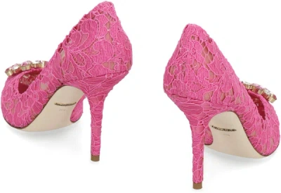Shop Dolce & Gabbana Bellucci Lace Pump In Fuchsia