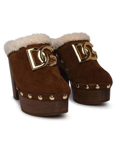 Shop Dolce & Gabbana Brown Suede Clog