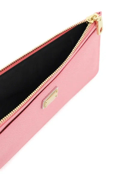 Shop Dolce & Gabbana Card Holder Pouch In Dauphine Calfskin In Pink