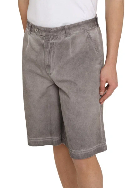 Shop Dolce & Gabbana Cotton Bermuda Shorts In Grey