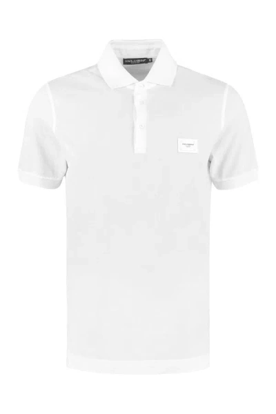 Shop Dolce & Gabbana Cotton-piqué Polo Shirt In White