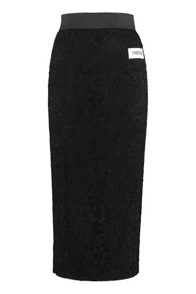 Shop Dolce & Gabbana Kim Dolce&gabbana - Lace Skirt In Black