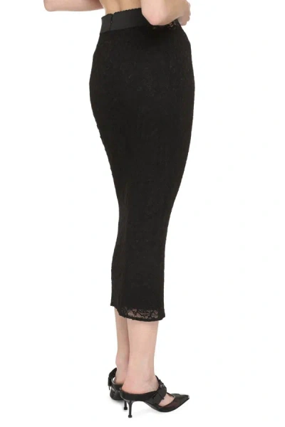 Shop Dolce & Gabbana Kim Dolce&gabbana - Lace Skirt In Black
