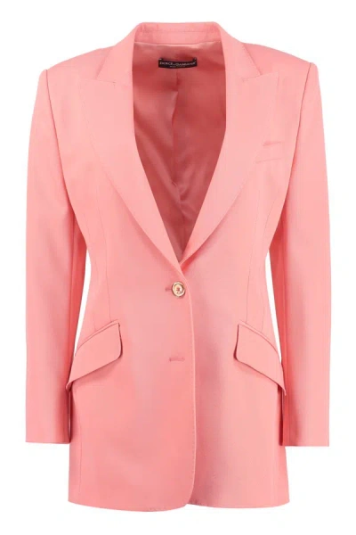 Shop Dolce & Gabbana Single-breasted Two-button Jacket In Salmon Pink