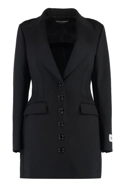 Shop Dolce & Gabbana Turlington Single-breasted Technical Jersey Blazer In Black