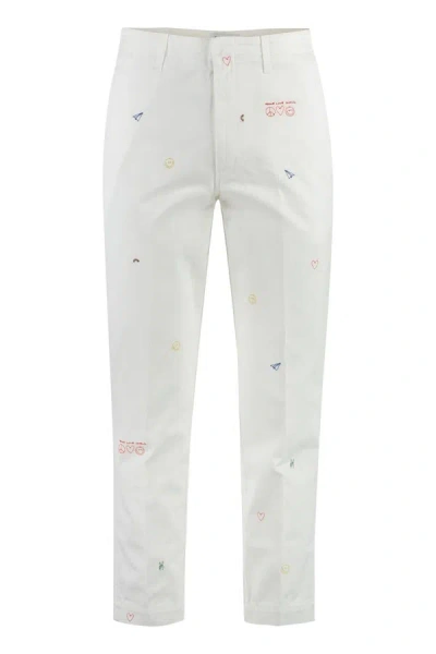 Shop Dondup Cotton Chino Trousers In White