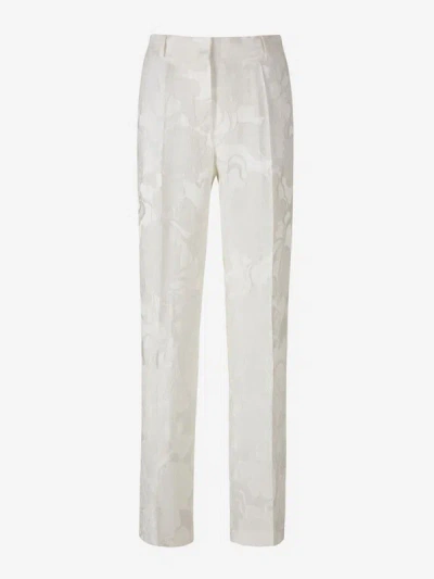 Shop Dries Van Noten Silk Jacquard Pants In White