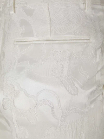 Shop Dries Van Noten Silk Jacquard Pants In White