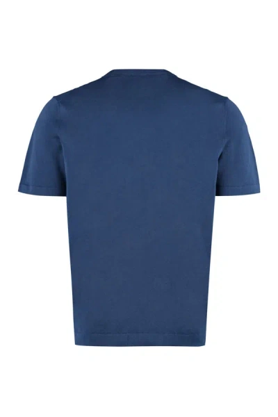 Shop Drumohr Cotton Crew-neck T-shirt In Blue