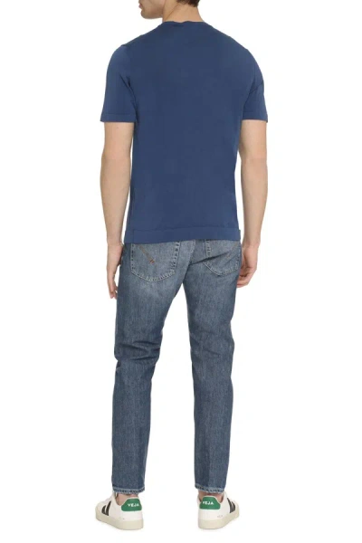 Shop Drumohr Cotton Crew-neck T-shirt In Blue