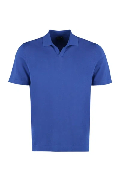 Shop Drumohr Cotton Polo Shirt In Blue