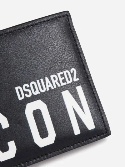 Shop Dsquared2 Leather Icon Wallet In Black And White