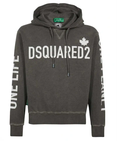 Shop Dsquared2 Logo Print Hoodie In Grey